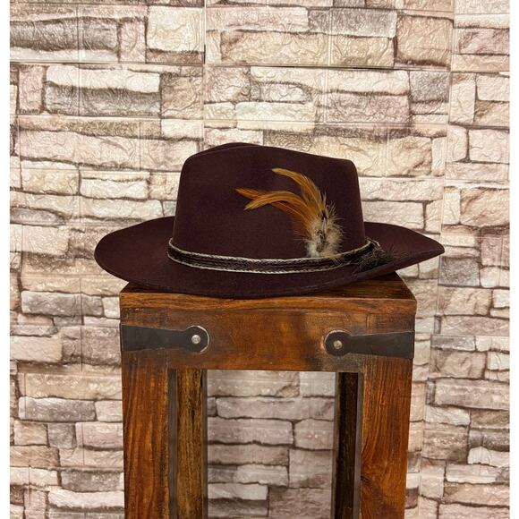 Gigi Pip Brown Australian Wool Hat 55 With Belt and Feather Womens Hat main image 9